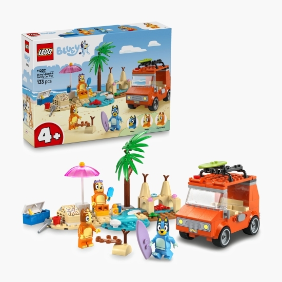 Călătoria familiei lui Blue cu mașina la plajă, 11202 Bluey, 133 piese, +4 ani