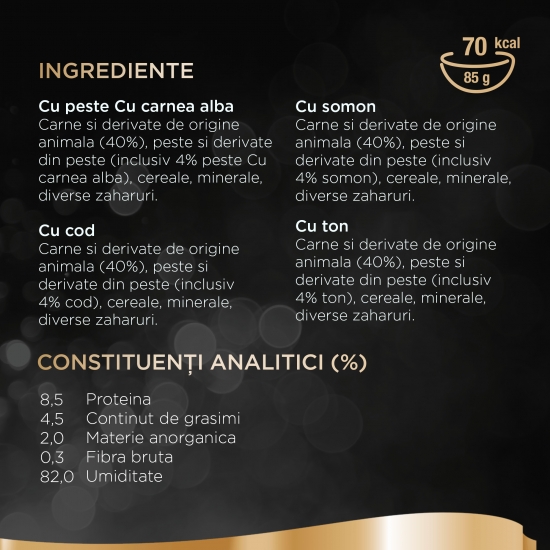 Hrană umedă pentru pisici adulte, 4x85g, selecție de pește în sos