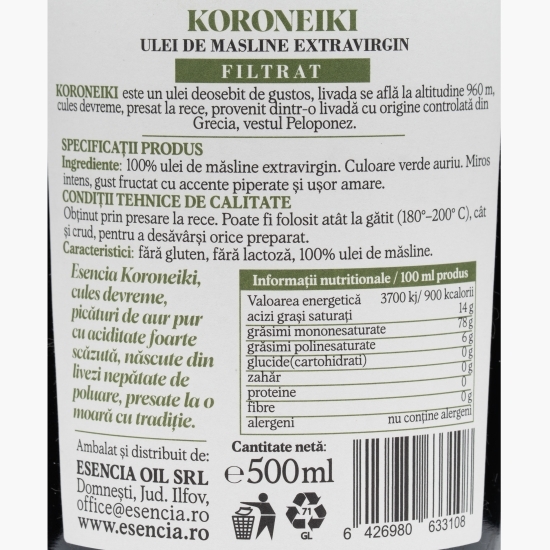 Ulei de măsline extravirgin Koroneiki 500ml