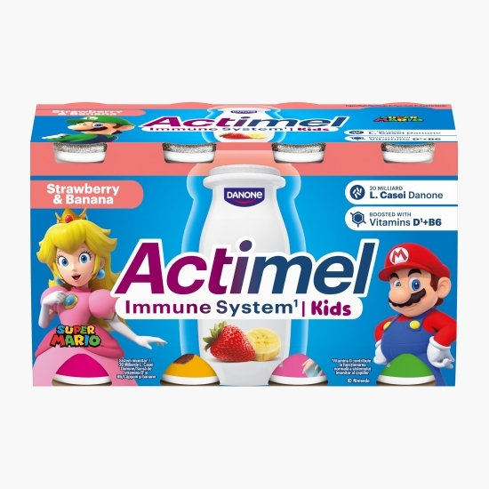 Iaurt de băut cu căpșuni și banane 8x100g