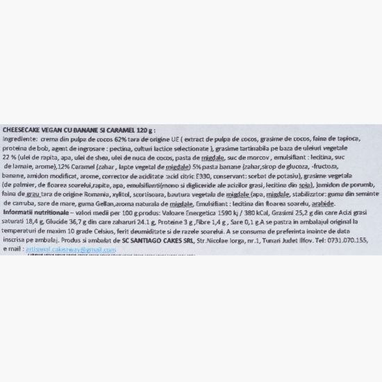 Cheescake vegan cu banane și caramel 120g