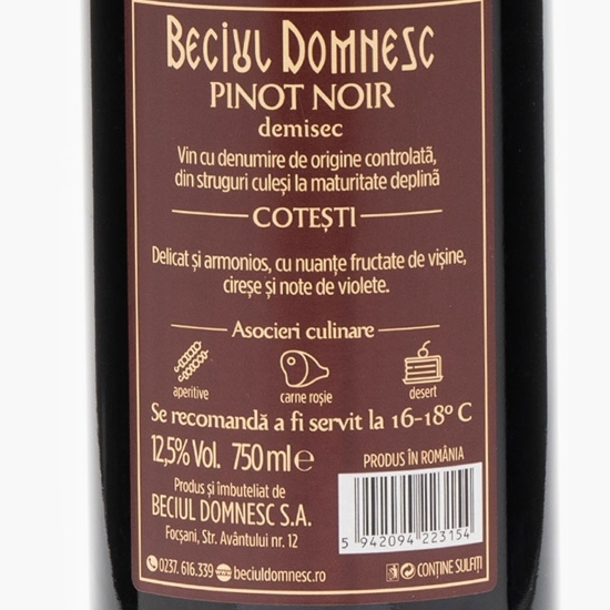 Vin roșu demisec Pinot Noir, 12.5%, 0.75l