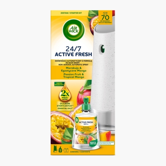Odorizant de cameră kit spray automat fără aerosoli Fructul Pasiunii si Mango Tropical 228ml