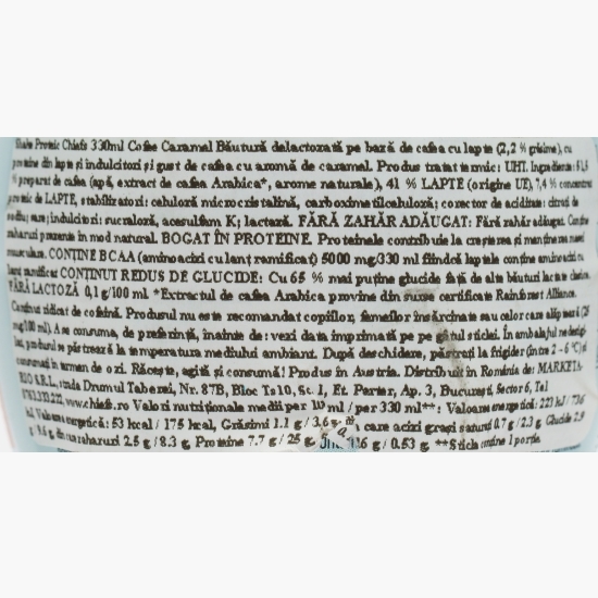 Shake proteic Coffee Caramel fără zahăr adăugat și fără lactoză, 330ml