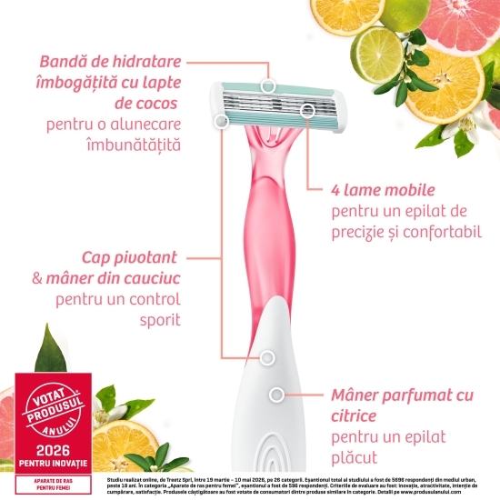 Aparat de ras pentru femei Soleil Escape Citrus, 4 lame, 3 buc