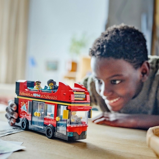 Autobuz turistic roșu cu etaj, 60407 City, 384 piese, +7 ani