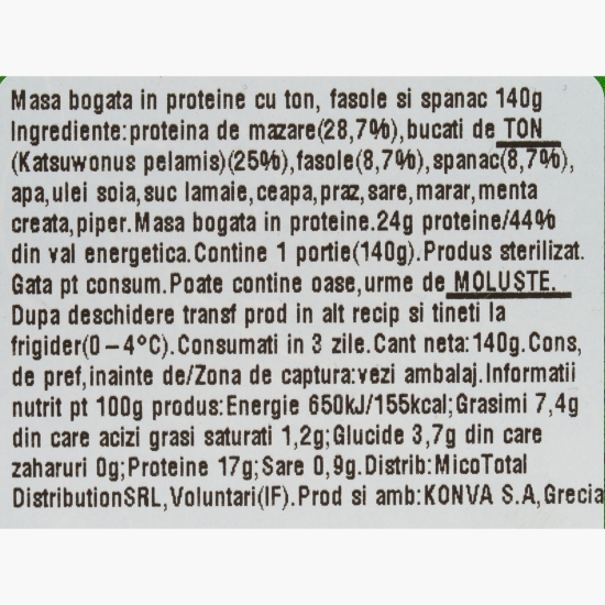 Ton cu fasole și spanac High Protein 140g