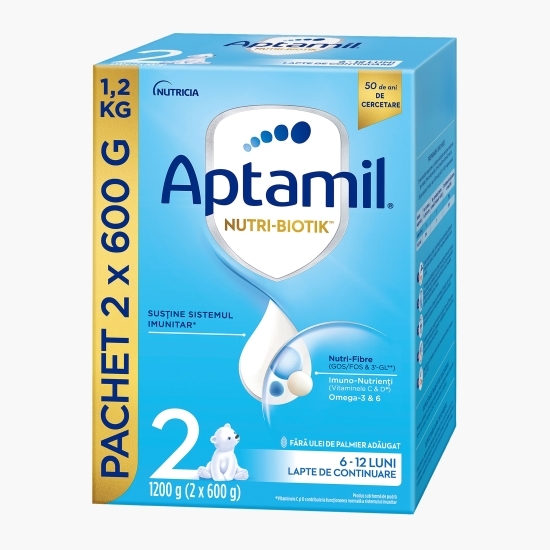 Lapte praf Nutri-Biotik 2, 6-12 luni, 2x600g (1.2kg)