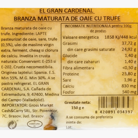 Cașcaval de oaie cu trufe 250g