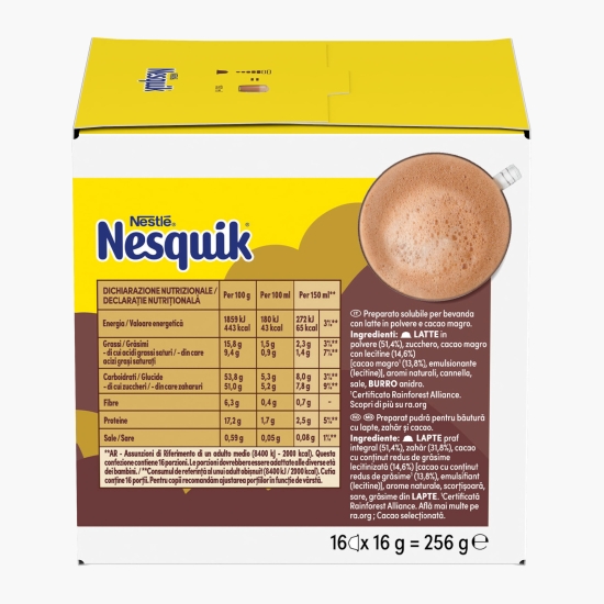 Nesquik 16 băuturi 256g, capsule ciocolată caldă