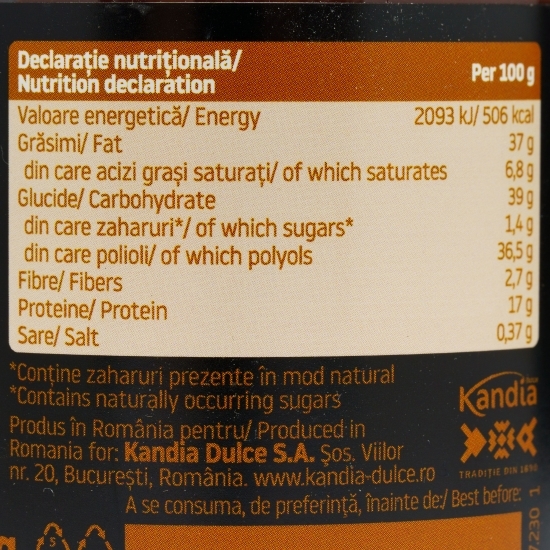 Cremă tartinabilă proteică, cu cacao și aromă de rom 230g