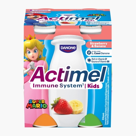 Iaurt de băut cu căpșuni și banane 4x100g