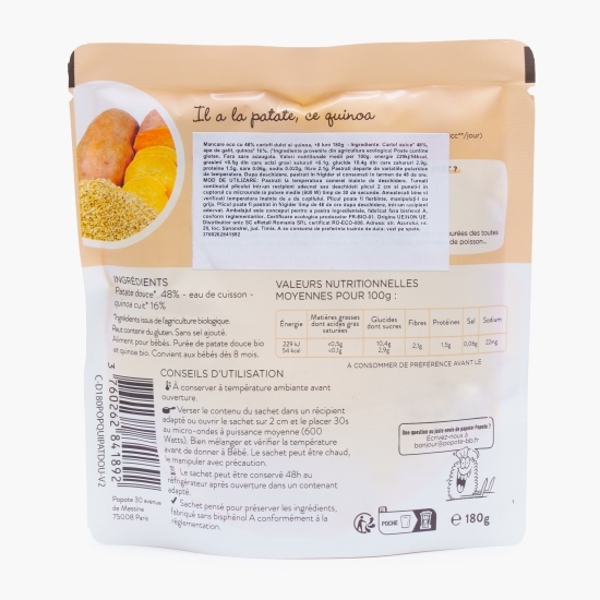 Mâncare ECO cu 48% cartofi dulci și quinoa, +8 luni, 180g