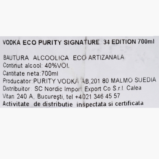 Vodcă eco Signature 34 Edition, 40%, 0.7l 