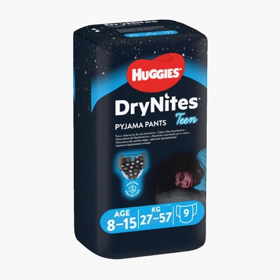 Scutece incontinență DryNites băieți, 8-15 ani, 27-57kg, 9 buc