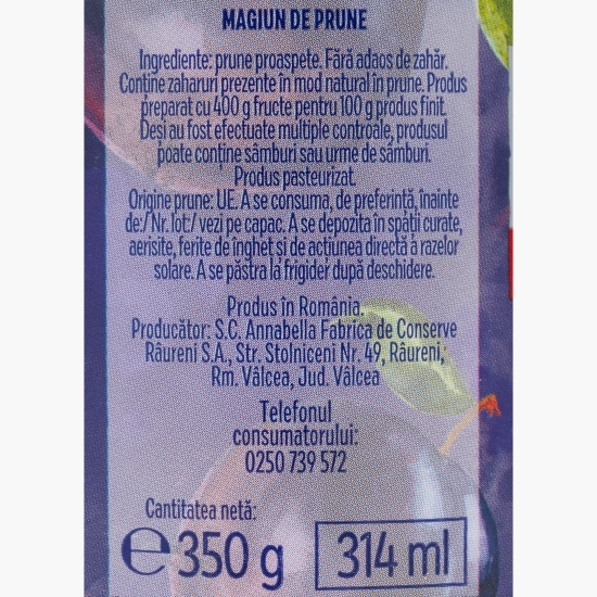 Magiun de prune fără adaos de zahăr 350g 