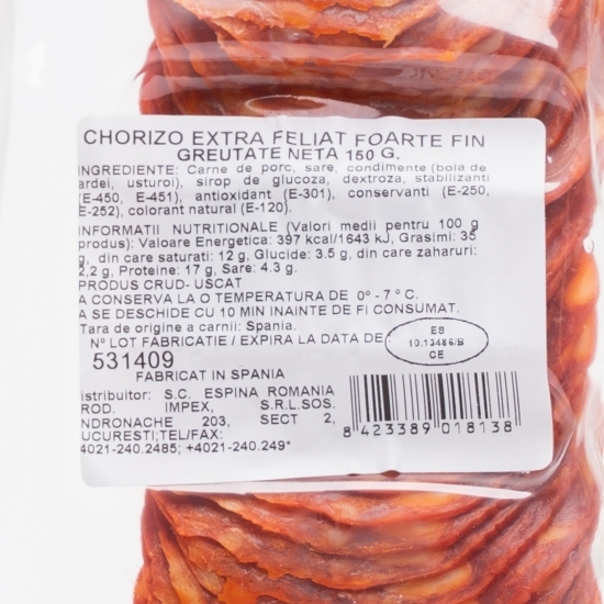 Chorizo extra feliat foarte fin 150g
