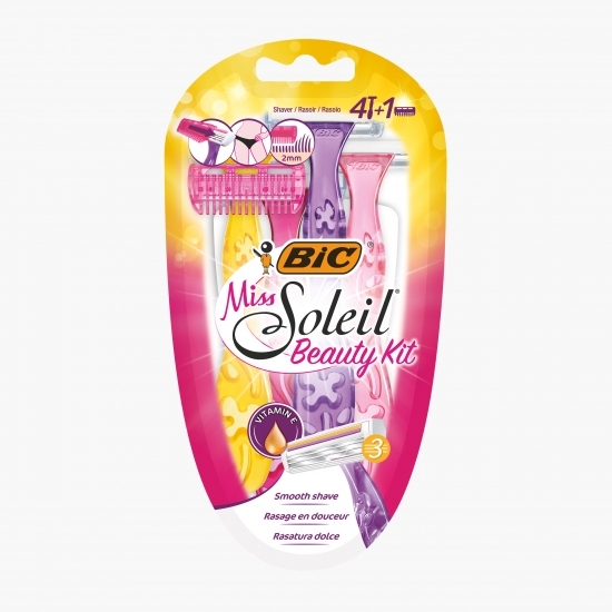 Aparat de ras pentru femei Miss Soleil Beauty 3 lame, Kit 4 buc + trimmer