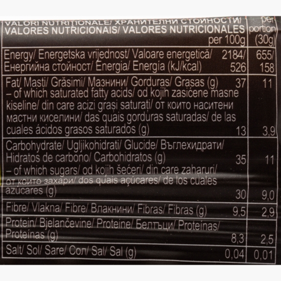 Baton eco cu alune de pădure, învelit în ciocolată, vegan, fără gluten 30g