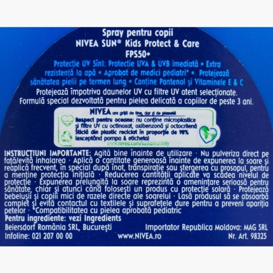 Spray protecție solară Kids Protect & Care SPF50+ 250ml