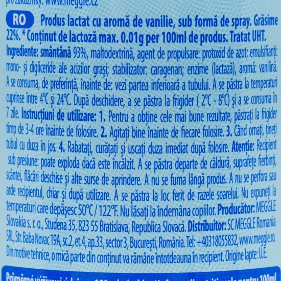 Frișcă fără lactoză, spray 250ml