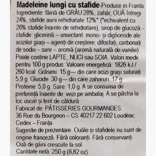 Madlene lungi cu stafide, 250g