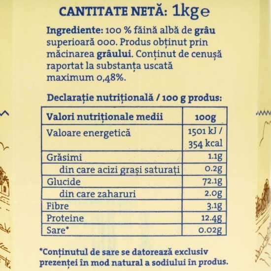 Făină albă de grâu tip 000, 1kg