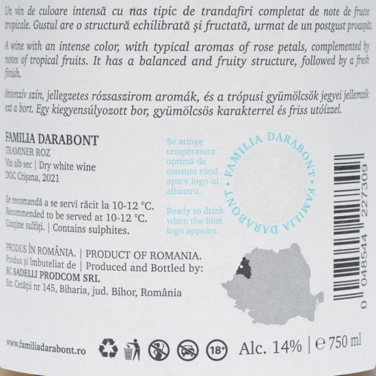 Vin alb sec Traminer, 14%, 0.75l