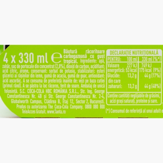 Băutură carbogazoasă Tropical, doză 4x330ml