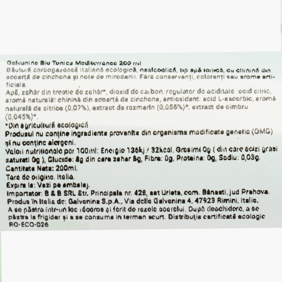 Apă tonică eco Mediterranean, 200ml