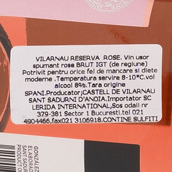 Vin spumant rose brut Vilarnau Cava Rose Brut Reserva, 8%, 0.75l