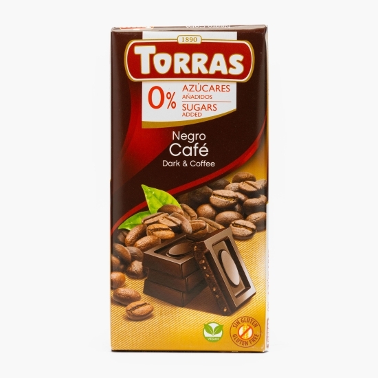 Ciocolată neagră cu cafea, fără zahăr adăugat 75g