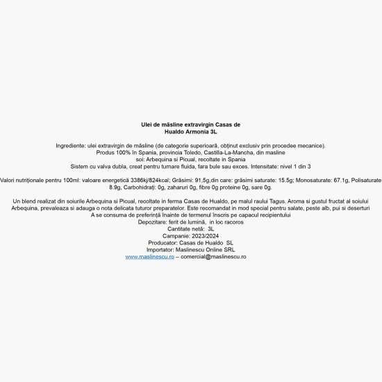 Măslinescu - Ulei de măsline extravirgin Harmony, 3l