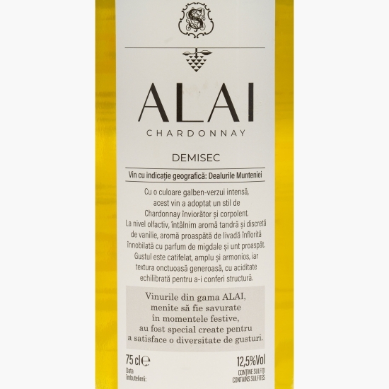 Vin alb demisec ALAI, Chardonnay, 12.5%, 0.75l