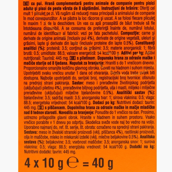 Recompense pentru pisici 4x10g, Creamy cu pui