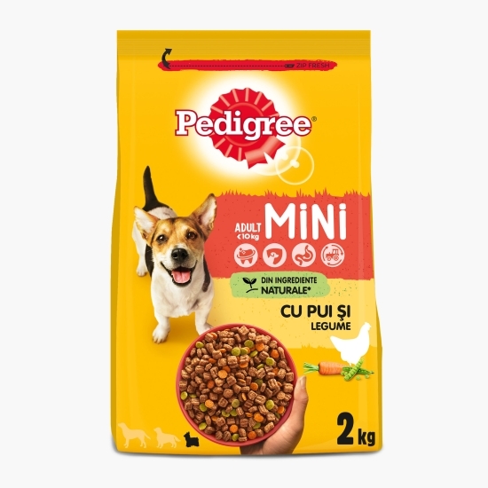 Hrană uscată pentru câini adulți de talie mică, 2kg, cu pui și legume