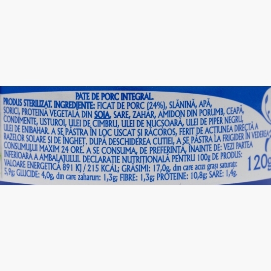 Pate de porc integral 120g