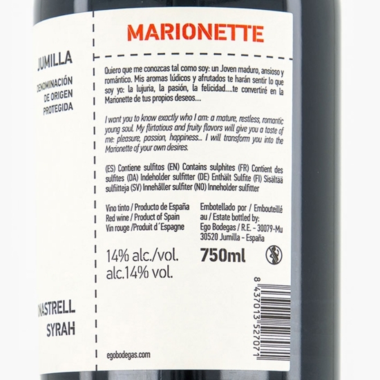 Vin roșu sec Marionette Monastrell&Syrah, 14%, 0.75l