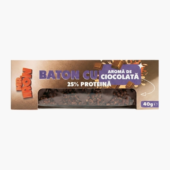 Baton crispy cu aromă de ciocolată, 25% proteină, fără zahăr adăugat, 40g