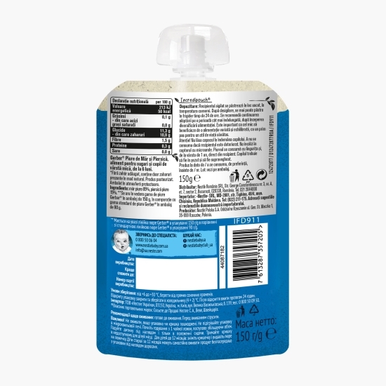 Piure natural de măr și piersică, +6 luni, 150g