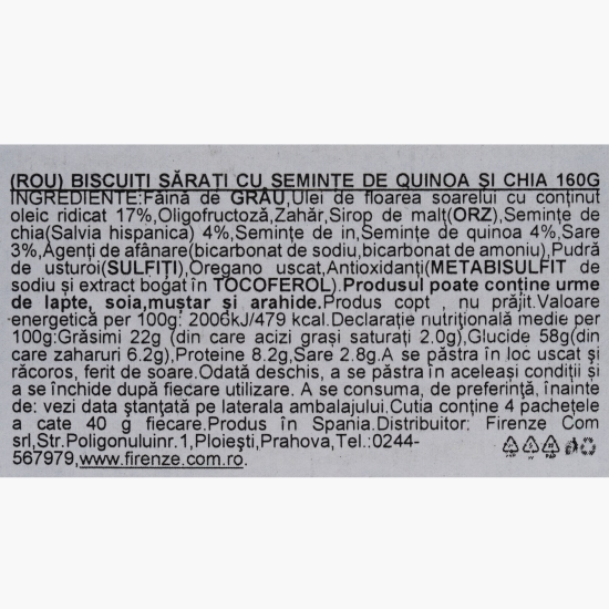 Mini biscuiți sărați cu semințe de quinoa și chia 4x40g