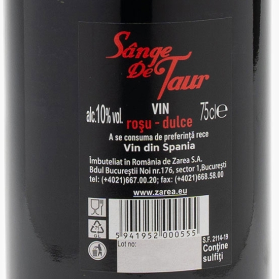 Vin roșu dulce Merlot, Sangiovese Burgund, Muscat Hamburg, 10%, 0.75l