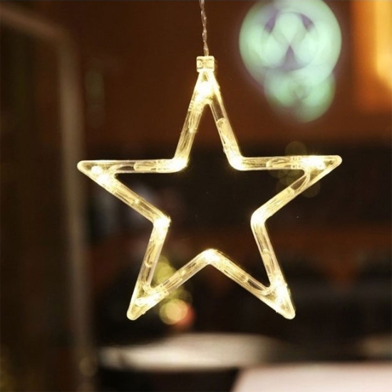 Decorațiune de Crăciun luminoasă în formă de stea, cu ventuză, 19x18 cm