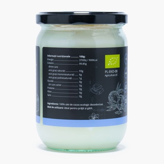 Ulei de cocos dezodorizat pentru gătit (RBD) ECO, 500ml