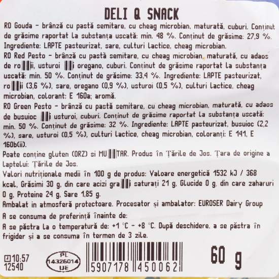 Snack brânză Gouda, Red și Green Pesto 60g