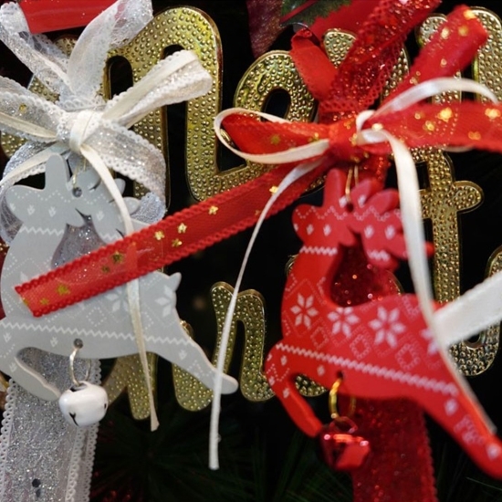 Ornament de brad, cerb roșu, lemn, 25cm