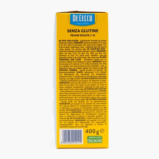 Paste Penne Rigate, fără gluten, 400g