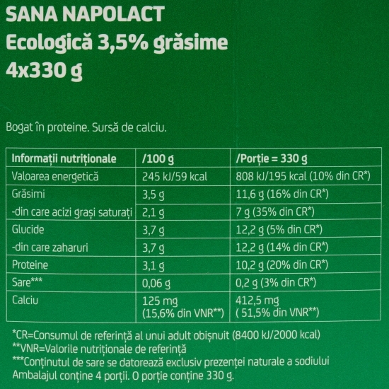Sana eco, 3.5% grăsime, 4x330g (3+1)