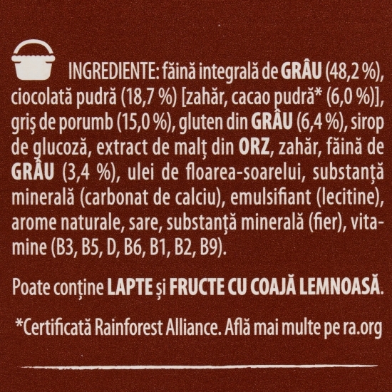 Cereale pentru mic dejun cu ciocolată și proteine 340g