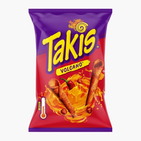 Snacks din porumb cu aromă de brânză și ardei iute Volcano, 55g